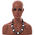 Chunky Style Light White/Black Wood Bead Cotton Cord Necklace - 64cm Long - view 3