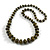 Cracked Effect Black/Yellow Graduated Wood Bead Long Necklace - 78cm Long
