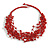 Multistrand Red Glass Bead Cotton Cord Necklace - 58cm Long - view 2