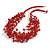 Multistrand Red Glass Bead Cotton Cord Necklace - 58cm Long - view 5