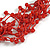 Multistrand Red Glass Bead Cotton Cord Necklace - 58cm Long - view 6