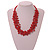 Multistrand Red Glass Bead Cotton Cord Necklace - 58cm Long - view 4