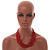 Multistrand Red Glass Bead Cotton Cord Necklace - 58cm Long - view 3