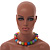 Chunky Multicoloured Round Bead Wood Flex Necklace - 44cm Long/ 20mm Diameter Single Bead - view 3