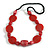 Chunky Resin and Glass Bead Black Cotton Cord Necklce in Red - 74cm L