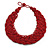 Chunky Wide Red Glass Bead Plaited Necklace - 52cm L/6cm Ext