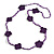 Handmade Purple Floral Crochet Glass Bead Long Necklace/ Lightweight - 100cm Long