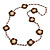 Handmade Brown/Camel/White Floral Crochet Cinnamon Brown/White Glass Bead Long Necklace/ Lightweight - 100cm Long