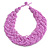 Chunky Wide Pearlescent Pink Glass Bead Plaited Necklace - 50cm L/6cm Ext
