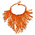Statement Glass Bead Bib Style/ Fringe Necklace In Orange Colours - 38cm Long/ 15cm Front Drop