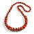 Graduated Wooden Bead Long Necklace in Orange/Black/Metallic Silver Colours - 80cm