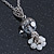 Vintage Inspired Transparent Glass Bead Pendant With Antique Silver Tone Chain - 38cm Length/ 8cm Extension - view 2