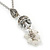 Vintage Inspired Transparent Glass Bead Pendant With Antique Silver Tone Chain - 38cm Length/ 8cm Extension - view 4