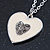 Milky White Enamel, Crystal 'Heart' Pendant With Silver Tone Chain - 40cm Length/ 7cm Extension - view 9