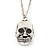 Small Gothic 'Skull' Pendant On Silver Tone Rolo Chain - 40cm Length/ 5cm Extension - view 2
