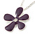 Purple Enamel Flower Pendant With Silver Tone Oval Link Chain - 40cm Length/ 7cm Extension - view 8