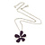 Purple Enamel Flower Pendant With Silver Tone Oval Link Chain - 40cm Length/ 7cm Extension - view 5