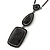 Victorian Style Black Acrylic Square Pendant With Gun Metal Chain Necklace - 38cm Length/ 5cm Extension - view 7