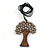 Grey Glass Bead/ Brown Wood Tree Of Life Pendant with Black Cotton Cord - 76cm L - view 4