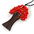 Red Glass Bead/ Brown Wood Tree Of Life Pendant with Black Cotton Cord - 76cm L - view 4
