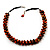 Orange Cluster Beaded Wood Cotton Cord Necklace - 58cm L - view 8