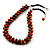 Orange Cluster Beaded Wood Cotton Cord Necklace - 58cm L - view 13