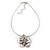 Silver Plated Layered Flower Pendant Wire Choker Necklace - 35cm Length/ 7cm Extension - view 2