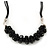 Black Cluster Glass Bead Suede Necklace In Silver Plating - 40cm Length/ 7cm Extender - view 2