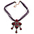 Vintage Violet/Purple Diamante 'Cross' Pendant Necklace On Cotton Cords In Bronze Metal - 38cm Length/ 7cm Extension - view 2