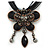 Black/Grey Diamante 'Butterfly With Tail' Cotton Cord Pendant Necklace In Bronze Metal - 38cm Length/ 8cm Extension - view 2