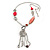 Long Hot Pink Stone and Silver Charm Tassel Necklace In Silver Tone - 75cm Length (5cm extension) - view 1