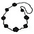 Long Black Floral Crochet, Glass Bead Necklace - 96cm Length