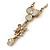 Light Grey/ Beige Enamel Floral Dangle Pendant Gold Tone Chain Necklace - 36cm Length/ 8cm Extension - view 4