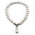 12mm Luxury White Freshwater Pearl Necklace In Silver Tone - 42cm L