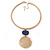 Gold Tone Medallion with Blue Stone Pendant with Flex Collar Necklace - 40cm L/ 7cm Ext - view 4