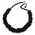 Statement Chunky Black Cluster Bead with Cotton Cord Necklace - 50cm L/ 3cm Ext - view 9