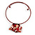 Red Shell Flower Flex Wire Choker Necklace - Adjustable