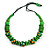 Lime Green Ball and Button Wood Bead Black Cotton Cord Necklace - 66cm Long - view 2