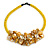 Stunning Glass Bead with Shell Floral Motif Necklace In Yellow - 48cm Long - view 4