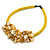 Stunning Glass Bead with Shell Floral Motif Necklace In Yellow - 48cm Long - view 5
