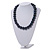 Chunky Dark Blue Wood Bead Necklace - 60cm L - view 2