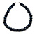 Chunky Dark Blue Wood Bead Necklace - 60cm L - view 3