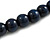 Chunky Dark Blue Wood Bead Necklace - 60cm L - view 5