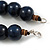 Chunky Dark Blue Wood Bead Necklace - 60cm L - view 6