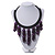 Statement Deep Purple Wood Bead Fringe Bib Style Collar Necklace - 58cm Long/ 12cm Drop - view 2