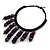 Statement Deep Purple Wood Bead Fringe Bib Style Collar Necklace - 58cm Long/ 12cm Drop - view 3