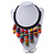 Statement Multicoloured Wood Bead Fringe Bib Style Collar Necklace - 58cm Long/ 12cm Drop - view 2