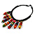 Statement Multicoloured Wood Bead Fringe Bib Style Collar Necklace - 58cm Long/ 12cm Drop - view 3