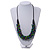 Purple/ Green/ Teal Cluster Wood Bead Chunky Necklace with Black Cotton Cord - 70cm L - view 2