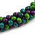 Purple/ Green/ Teal Cluster Wood Bead Chunky Necklace with Black Cotton Cord - 70cm L - view 5